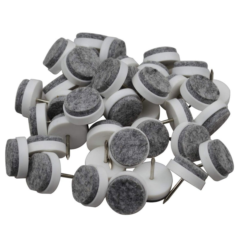 Gutapo 40pcs Round Heavy Duty Nail-on Felt Pad for Furniture Chair Table Leg Feet Floor Protectors Slide Smoothly (White, Pad Diameter 24mm) - Image 1